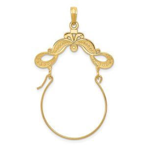 14k Gold Ribbon Decorated Charm Holder